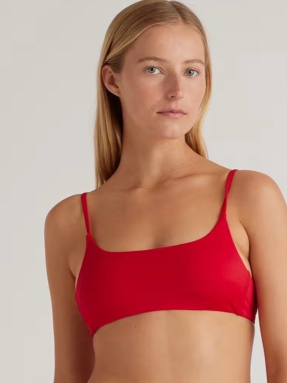 NWT QUINCE Italian Scoop Neck Bikini Top COLOR: HIBISCUS